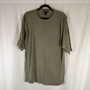 Kevoman 100% Silk Men's XL Solid Green Knit Short Sleeve Crew Neck